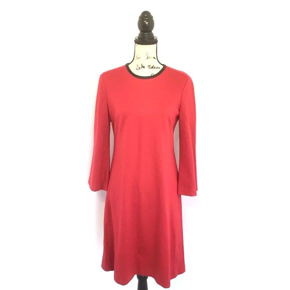 Anne Klein Dresses & Skirts - Anne Klein 4 Dress Shift Red Black Trim 3/4